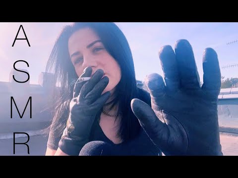 ASMR | Leather and Rubber Glove Triggers In The Sunshine ☀️ (Smoking, Rambling & Hand Movements)