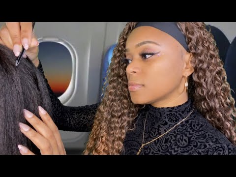 ASMR | ✈️ The Lady On The Airplane Plays With Your Hair | Gray Hair Plucking