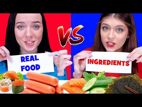 Real Food VS Ingredients ASMR Eating Challenge by LiLiBu