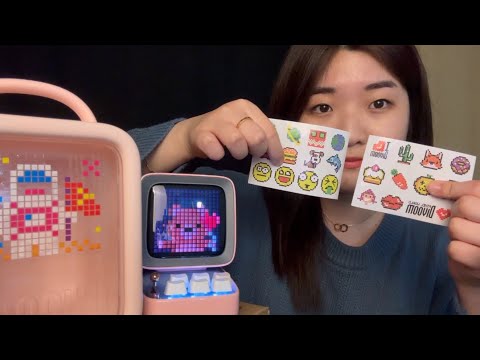 ASMR Divoom DitooPro Bluetooth Speaker Unboxing 👾 (Valentines day pixel art) 💕Tapping , Scratching