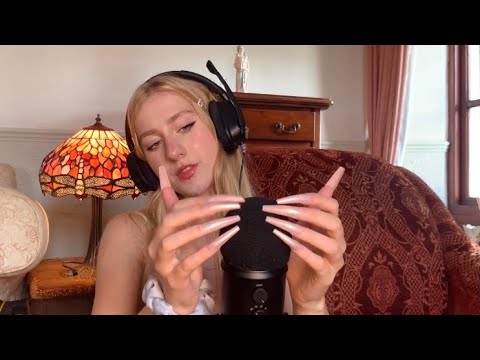 ASMR | extra long nails 💫 mic scratching / tapping ✨ mouth sounds ✨ up close and personal