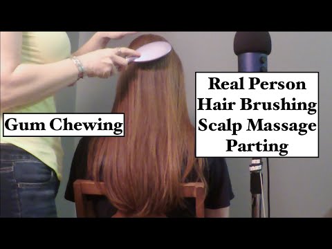 [ASMR] GUM CHEWING | Hair Brushing| Real Person| Scalp Massage | No Talking
