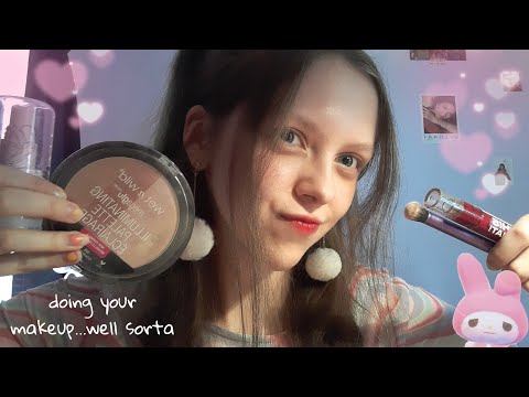 ASMR clueless friend does your makeup using all the wrong products (personal attention)