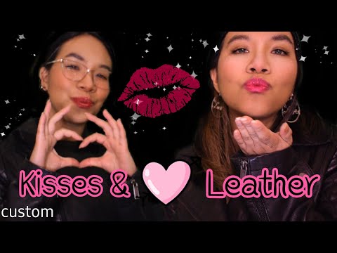 ASMR TWINS KISSES & LEATHER JACKET SOUNDS (Mouth Sounds, No Talking) 💘💋 [Custom]