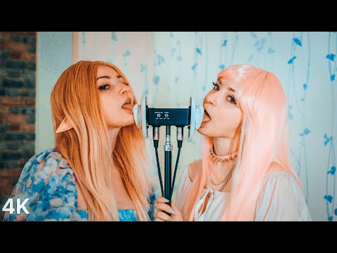 ASMR Twins Double Ear Licking & Mouth Sounds with Yori (3Dio, 4K)