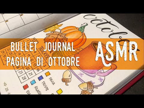 ASMR ita - BULLET JOURNAL 📒 Pagina di Ottobre (Whispering, Tracing, Drawing)
