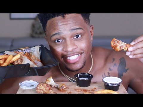 PEANUT BUTTER FIRE WINGS ASMR EATING SOUNDS