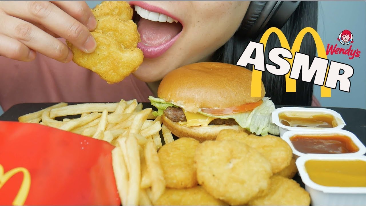 ASMR McDonalds CHICKEN NUGGETS + Wendy's Burger (EATING SOUNDS) NO TALKING | SAS-ASMR