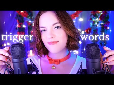 ASMR Sleepy Trigger Words  & Soft Triggers🌙 (super up-close, ear to ear whispers) ❄️