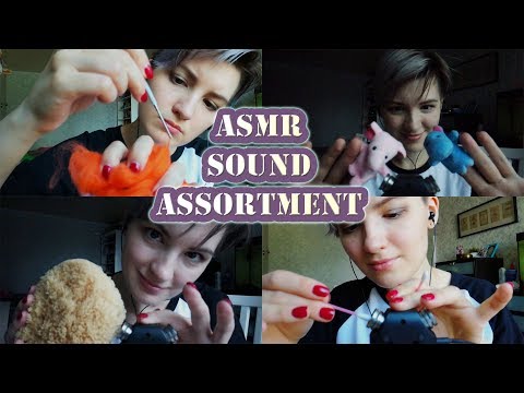 ASMR Sound Assortment: Ear Touching with wool, cotton buds, brushes, fluffy toys