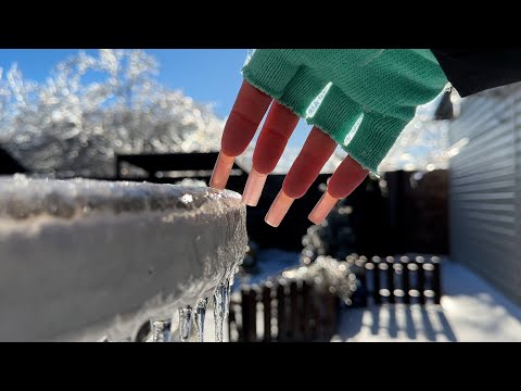 ASMR - Ice Scratching & Tapping / build-up Outdoors / snow triggers