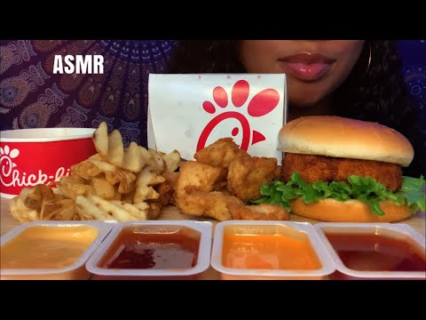 ASMR | Chick-fil-A Mukbang (Cheese Fries, Spicy Chicken Sandwich & Nuggets) 🍟