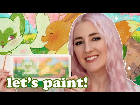 Let's Paint - Pokemon in Cherry Blossoms (ASMR soft spoken)