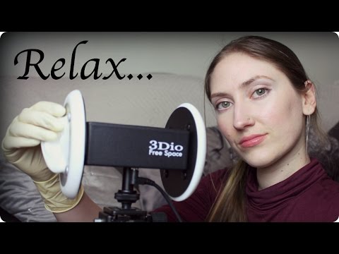 ASMR 3Dio EAR MASSAGE (No Talking) Stroking, Cupping, Tapping - With & Without Latex Gloves