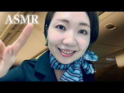 【ASMR】客室乗務員ロールプレイ✈️機内音ありVer.【声フェチ】Healing Flight Attendant Role Play!✨With in-flight sound [ENG SUB]