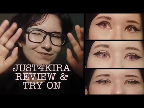 ASMR | Just4Kira coloured contact lenses review & try on