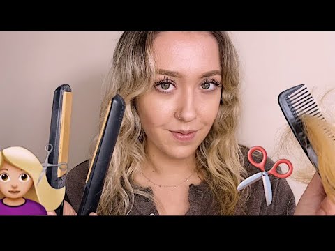 ASMR Giving You A Haircut and Styling (Curling Your Hair) Personal Attention, Real Hair Roleplay ✂️