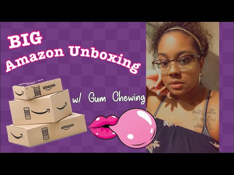Huge Amazon Unboxing + Gum Chewing (ASMR)