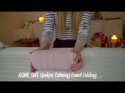 ASMR Soft Spoken Calming Towel folding | Towel sounds, Spraying, Nail Scratching.