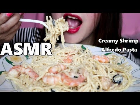 Creamy Shrimp Alfredo Pasta | Eating Sounds | ASMR