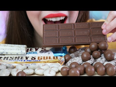 ASMR HERSHEY'S CHOCOLATE CANDY f/  GOLDEN PEANUTS & PRETZELS BAR (Eating Sounds) No Talking