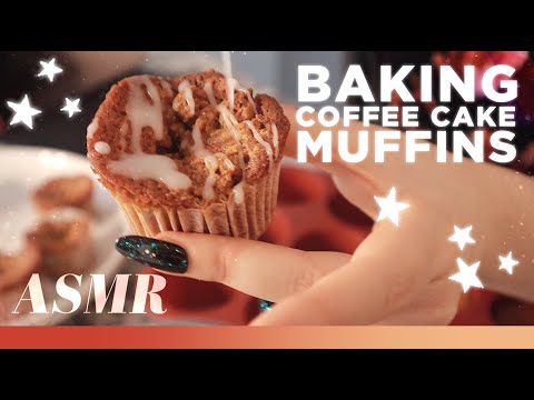 ASMR ♥️  ☕  Baking Coffee Cake Muffins! - Lofi Mixing & Whisking Sounds, Crinkles & Whisper Ramble