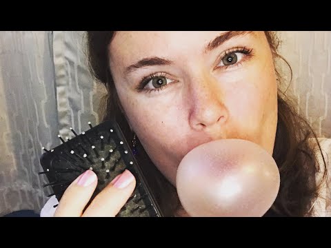 ASMR Gum Chewing Hairdresser Blows Bubbles and Does Your Hair- Fast and Aggressive Style!