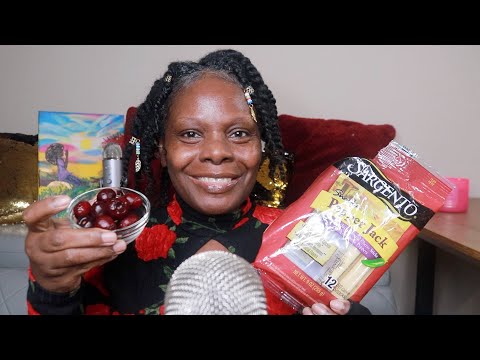 SARGENTO PEPPERJACK  CHEESE STICKS WITH CHERRIES ASMR EATING SOUNDS
