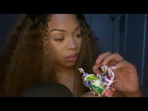 ASMR Lollipop Eating / Mouth Sounds | Gum Chewing and Whispers