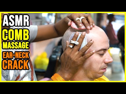 HEAD MASSAGE with COMB, NECK and EAR CRACKING | ASMR BARBER