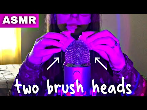 ASMR | Mic Brushing With Two Brush Heads (brain massage + tingles 💯🎙️😴) No Talking