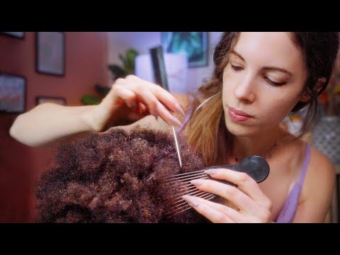 [ASMR] REALISTIC Afro Hair Detangling, Scalp Check & Scratching (Xtra Relaxing)