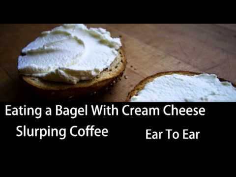 Binaural ASMR Eating a Bagel With Creamy Cheese, Slurping Coffee l Mouth Sounds