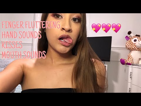 ASMR 💛💛 Hand Sounds + Finger Fluttering with Mouth Sounds and Kisses 💘