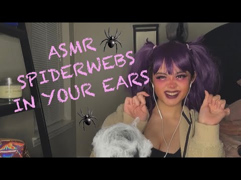 ASMR cleaning spiderwebs out of your icky ears, halloween ear cleaning 👻🕷🕸