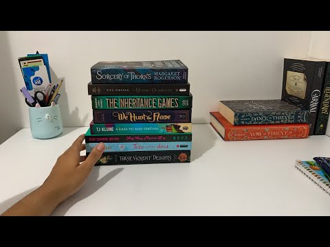 ASMR my physical tbr 🩵📖 (book triggers, tapping, tracing)