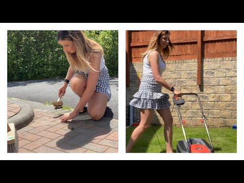 Garden Chores - Cutting The Grass, Weeding and Sweeping