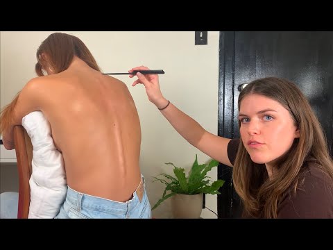 ASMR back scratch, tracing & massage for relaxation (whisper)