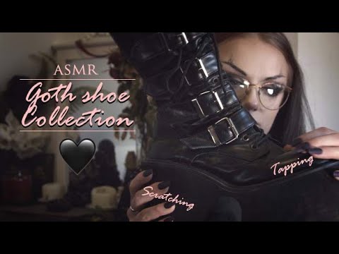 ASMR Tapping And Scratching On Goth Boots And Bags 🦇 | My Goth Shoe Collection 🖤