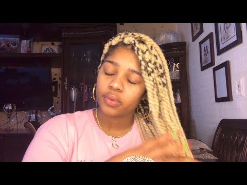 ASMR- PLAYING WITH MY BRAIDS 💆🏽(Scratching, Rubbing, Counting) *hair play*