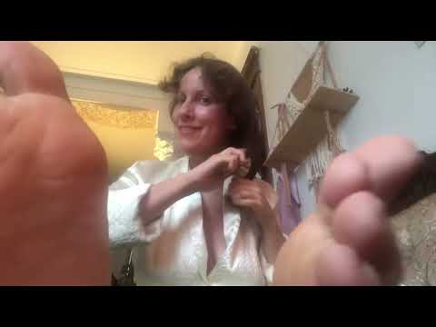ASMR Hair brushing bare feet with you
