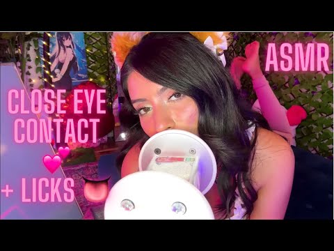 ☀️ ASMR KITTY GIRL UP CLOSE EYE EAR ATTENTION Licks👅 👀 | PERSONAL ATTENTION mouth sounds SHHH  ❤️🥰