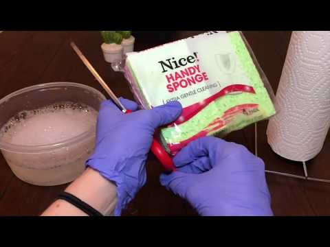 CLEANING TABLE WITH SPONGE ASMR {No Talking}