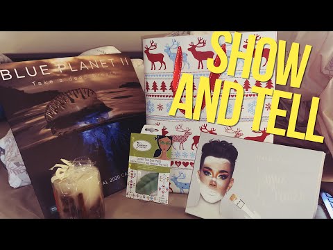 Tingly xmas pressie show and tell (tapping, sticky sounds, tracing) - ASMR