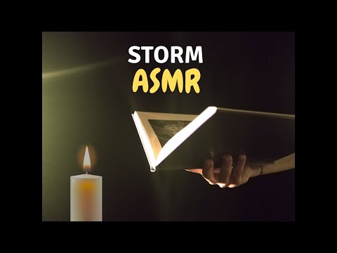 Reading a Book During a Storm ASMR (Ambient, paper sounds, wind)