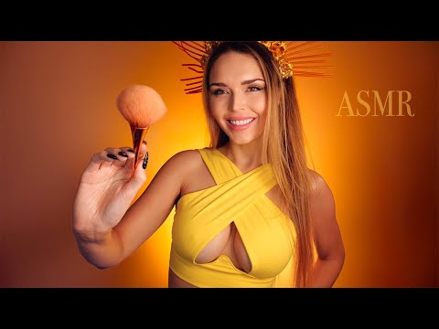 ASMR | Calming Face Brushing with Positive Affirmations + Ear to Ear Whispers  💤