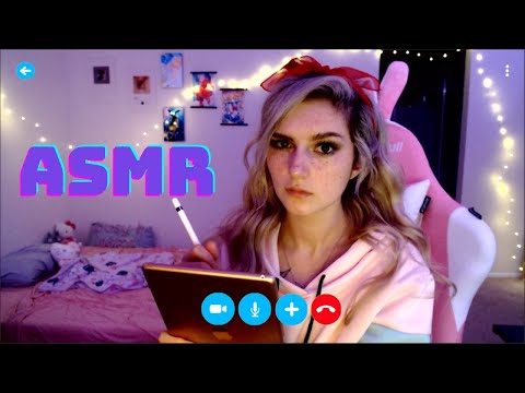 [ASMR] Skype Study Date With Your Rude Classmate! // Whispering