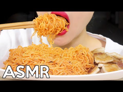 ASMR Cold Ramen Noodles (Bibimmyeon) + Pork Belly 비빔면+삼겹살 먹방