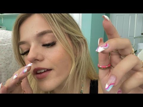 ASMR Relaxing Hand Movements, Nail Tapping, & Unintelligible Whispers 🌼