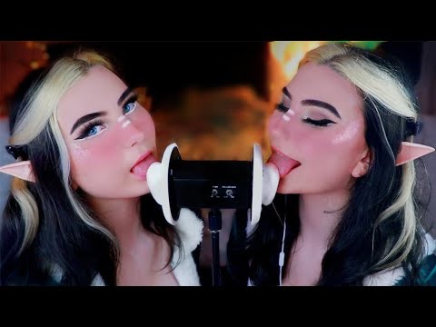 ASMR Santa's Elves Twin Earlicking - Intense Earlicking, Kissing & Mouth Sounds w/ Delay